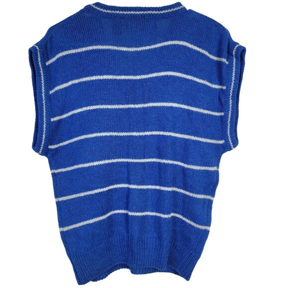 Vintage 80s Angora Silk Sweater Women Medium Retro Stripe Knit Shirt Top Casual - Picture 4 of 14